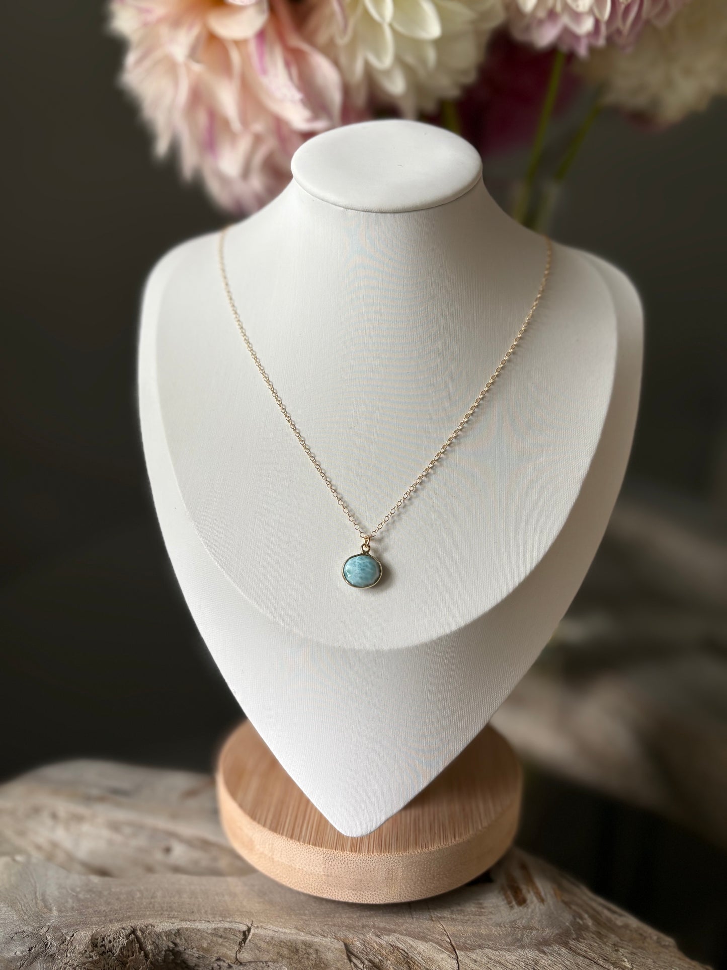 16" Larimar Gold Filled Chain Necklace