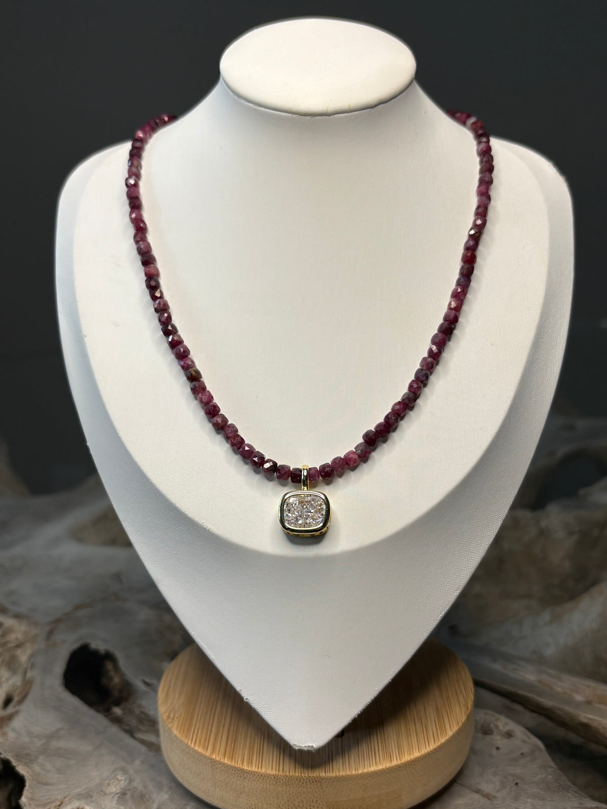 Red Tourmaline CZ Necklace