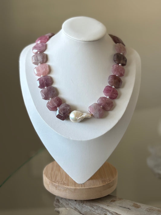 Madagascar Rose Quartz Pearl Necklace