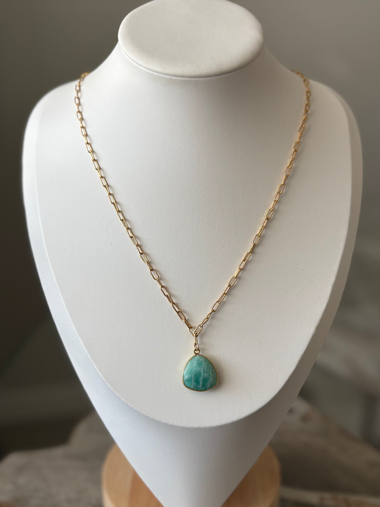 Amazonite Teardrop Necklace Small