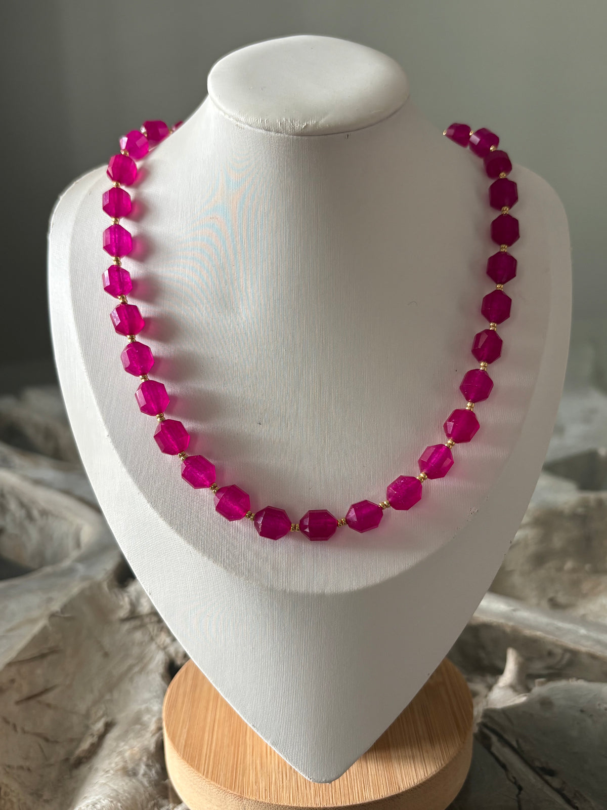 Fuchsia Jade Prism Necklace
