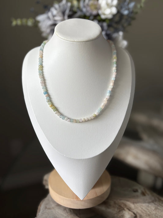 Morganite Cube Necklace