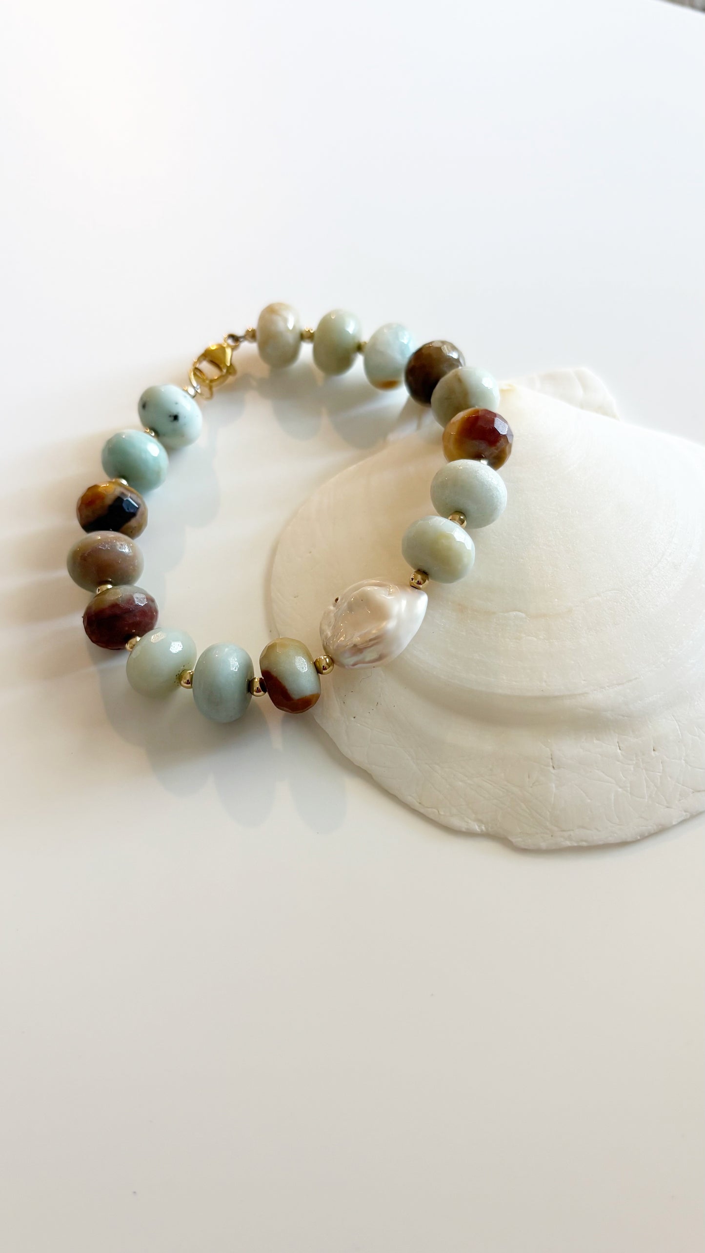 Amazonite and Pearl Bracelet