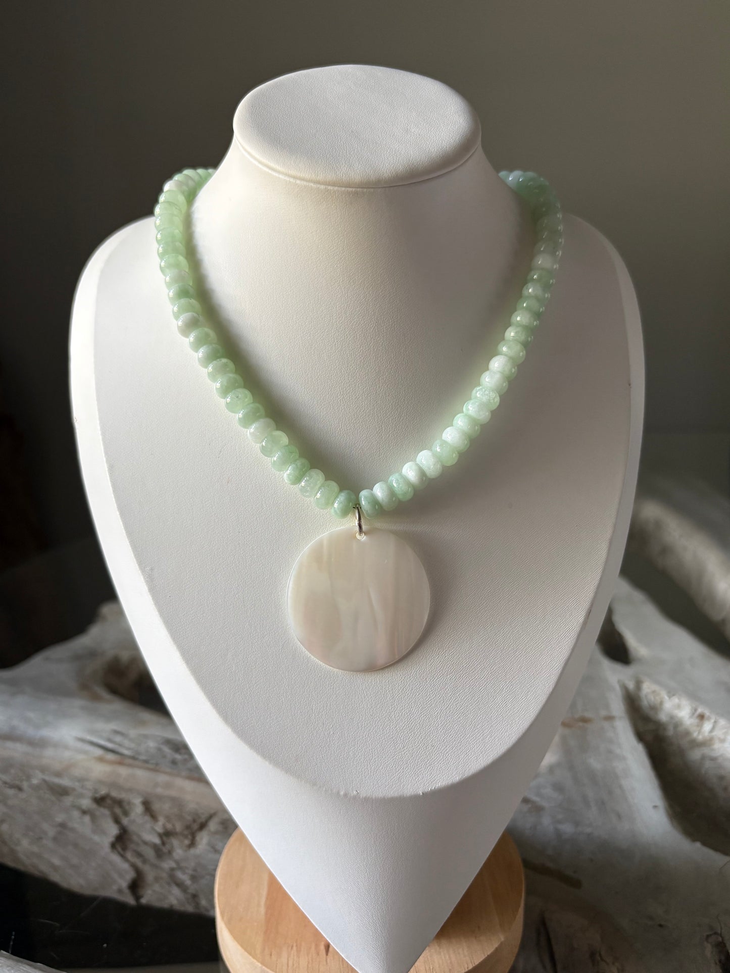 Lemon Jade And Mother of Pearl Necklace
