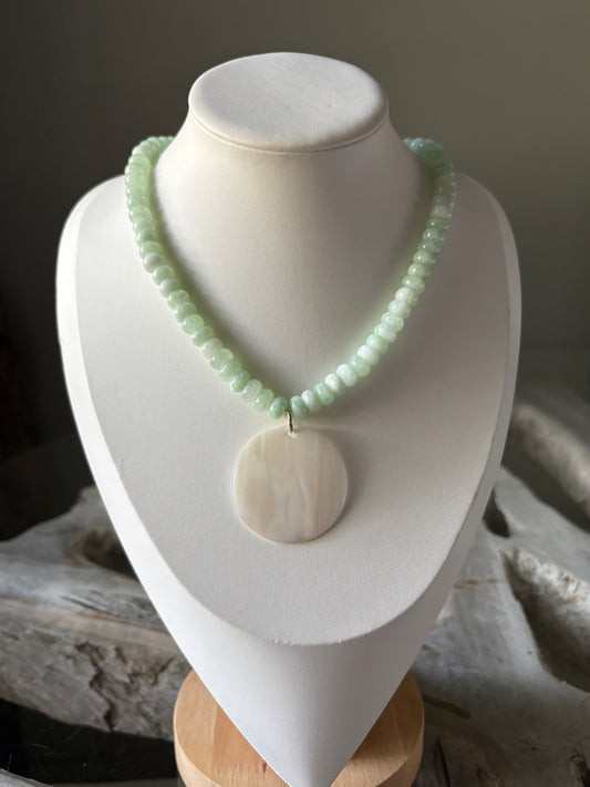 Lemon Jade And Mother of Pearl Necklace