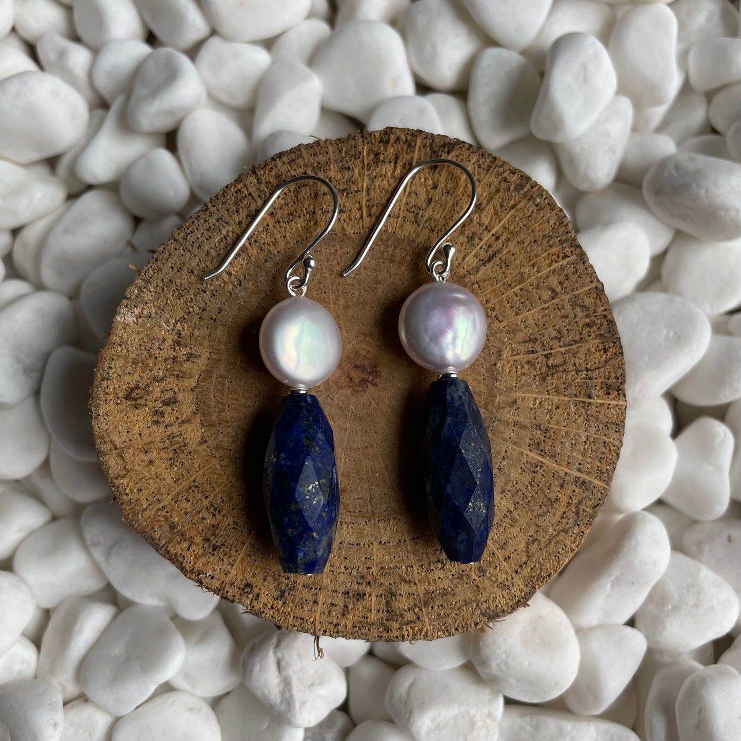 Lapis and Pearl Earrings