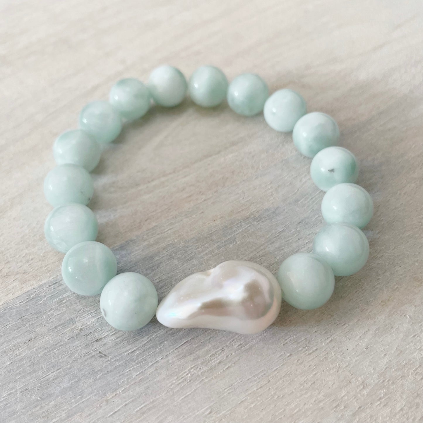 Angelite and Pearl Bracelet