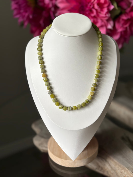 Green Jade Cube Necklace