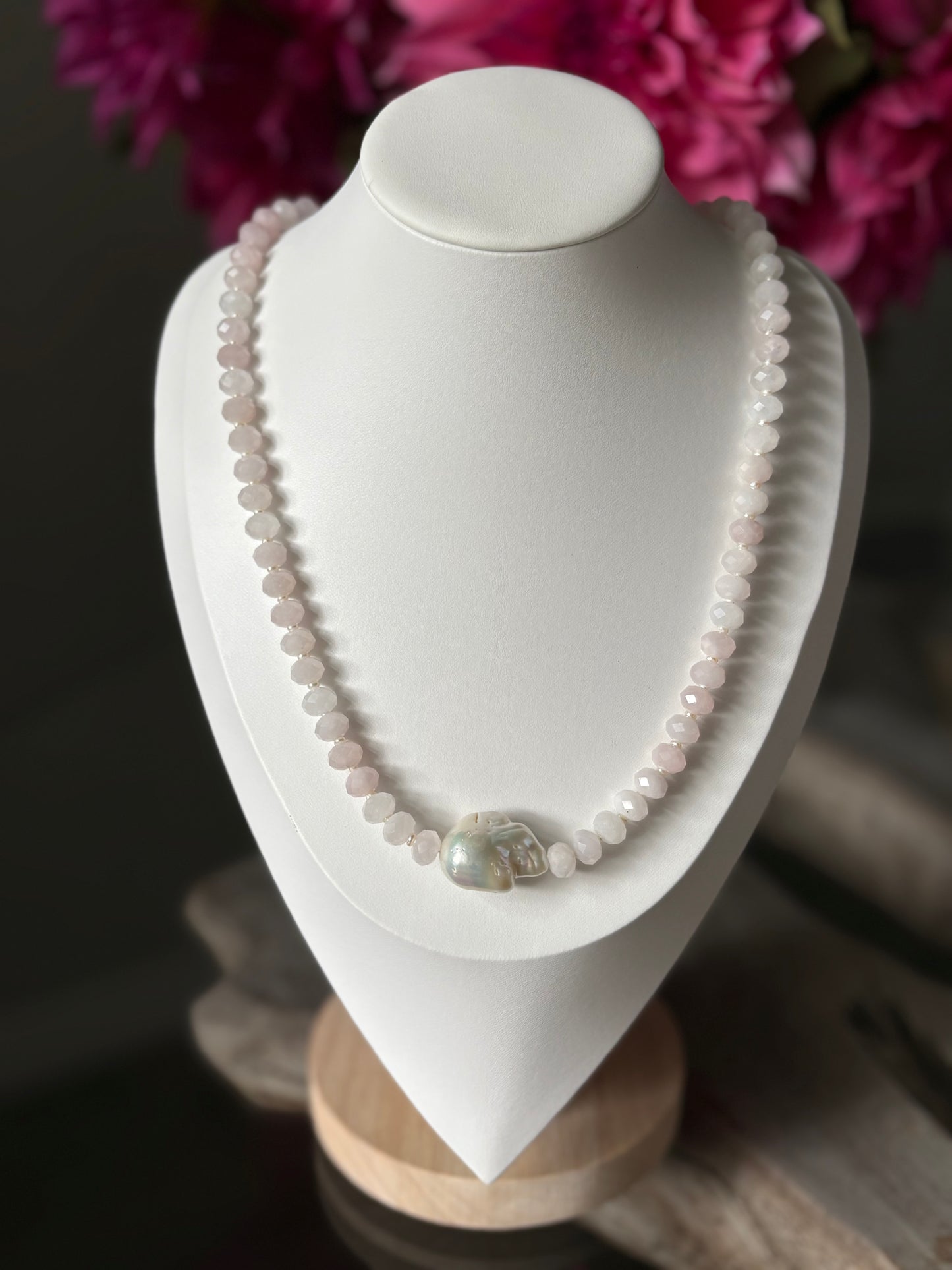 Rose Quartz and Pearl Necklace