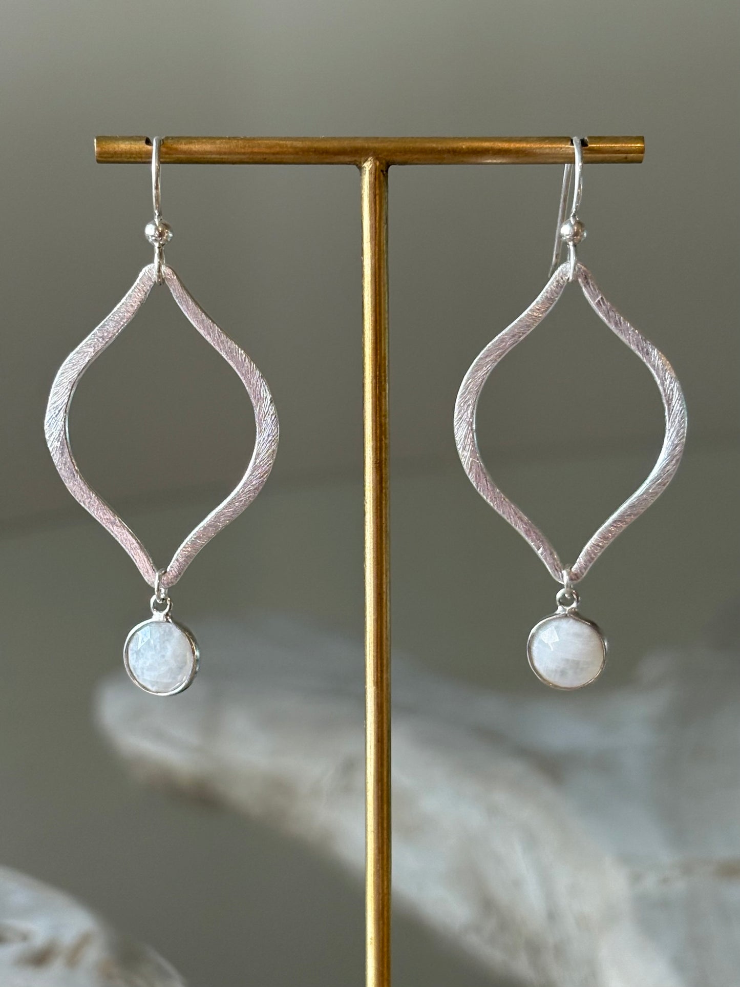White Moonstone Marquise Earrings