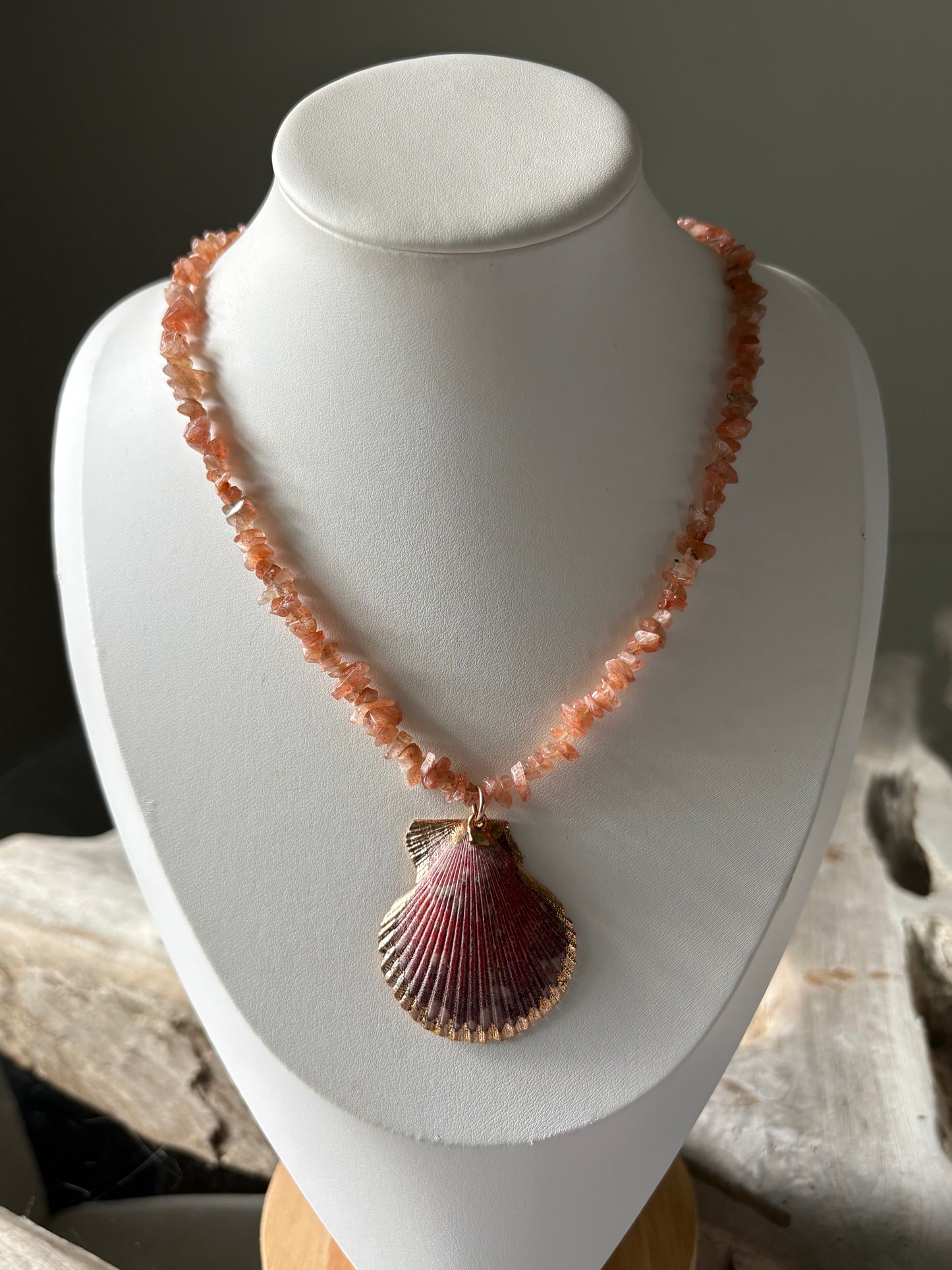 Sunstone and Shell Necklace