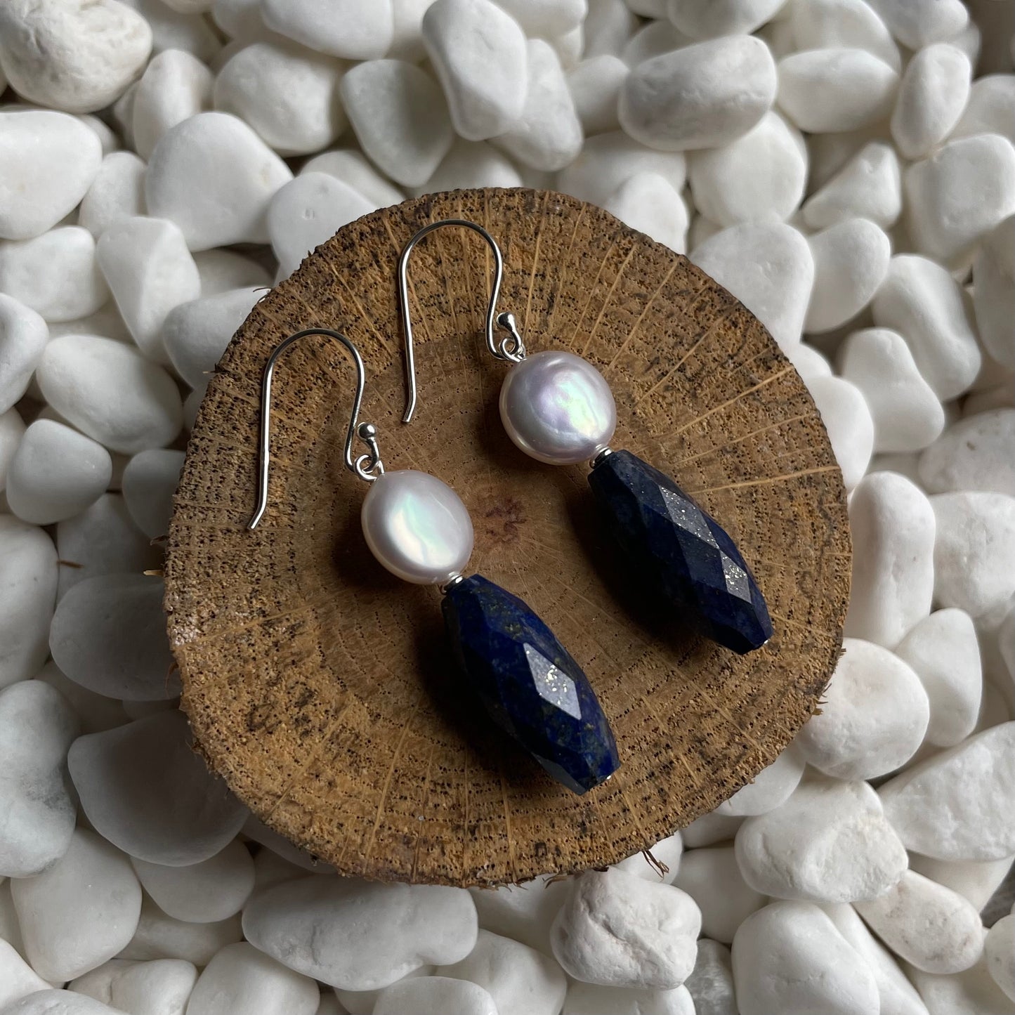 Lapis and Pearl Earrings