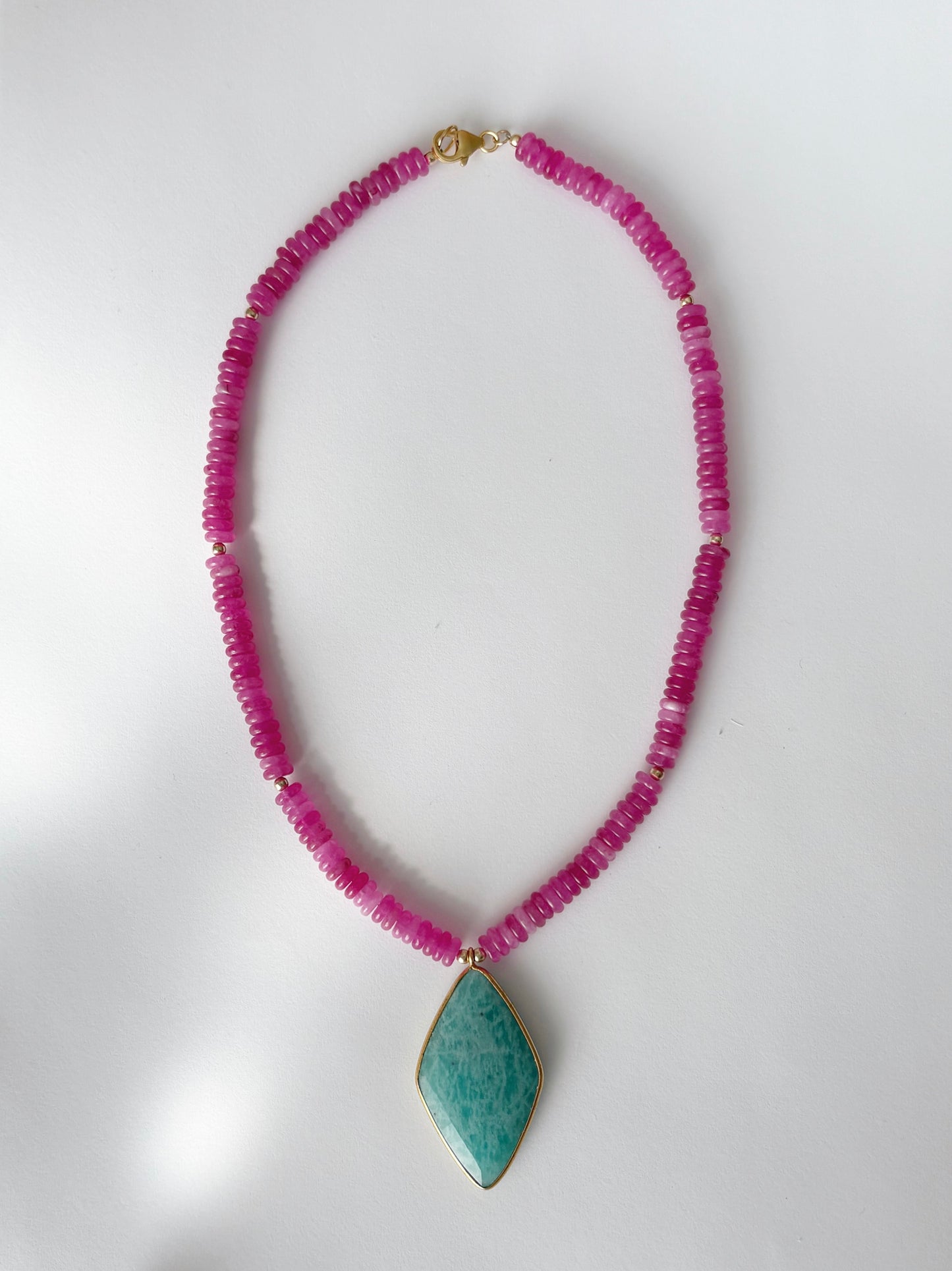 Pink Jade and Amazonite Necklace