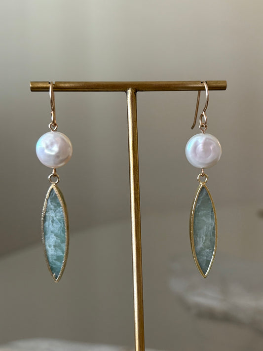 Aquamarine Pearl Earrings