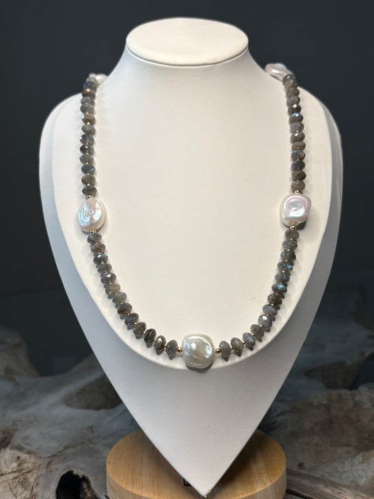 Labradorite and Pearl Necklace