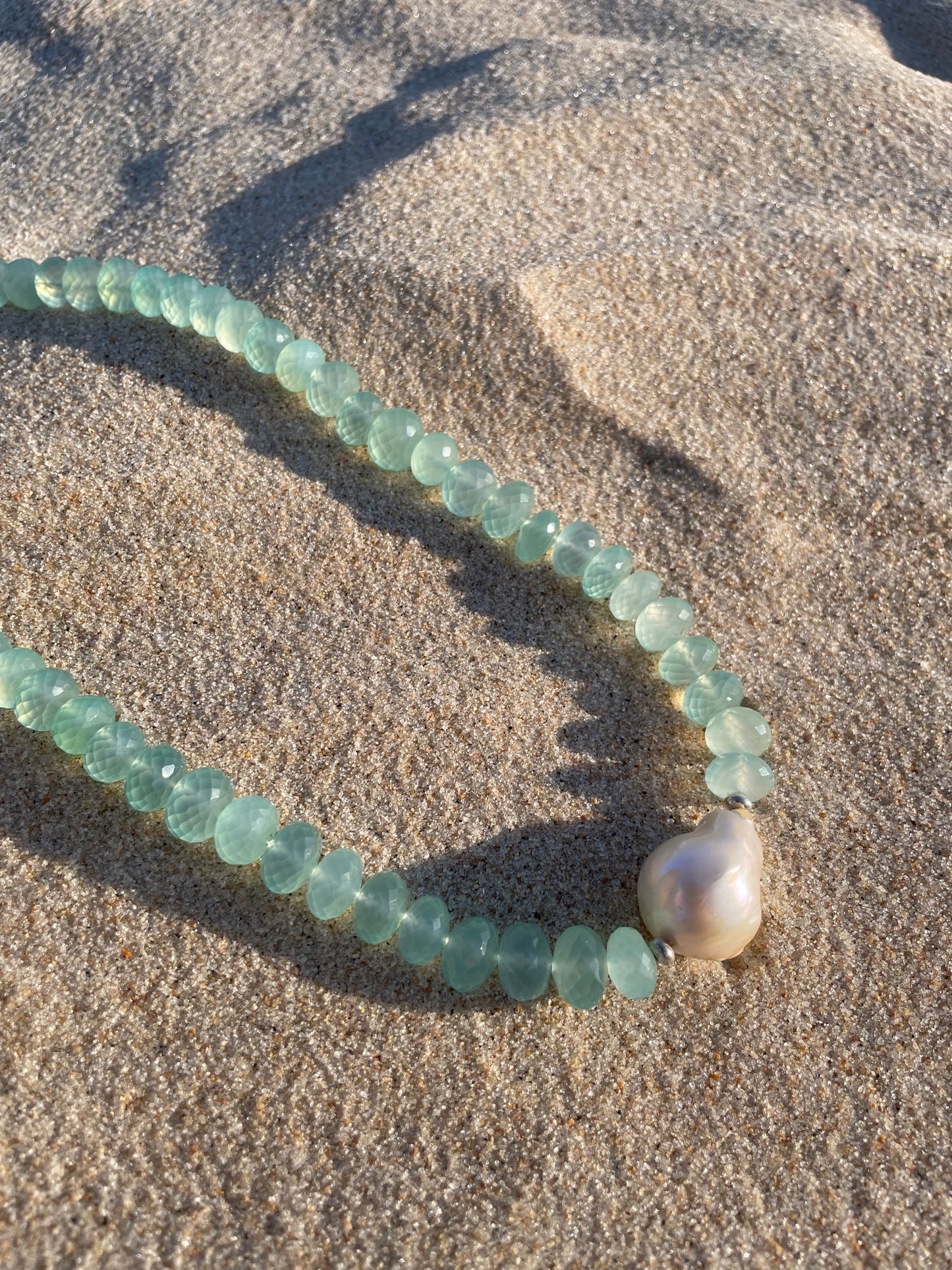 Aqua Chalcedony And X-Large Pearl Necklace