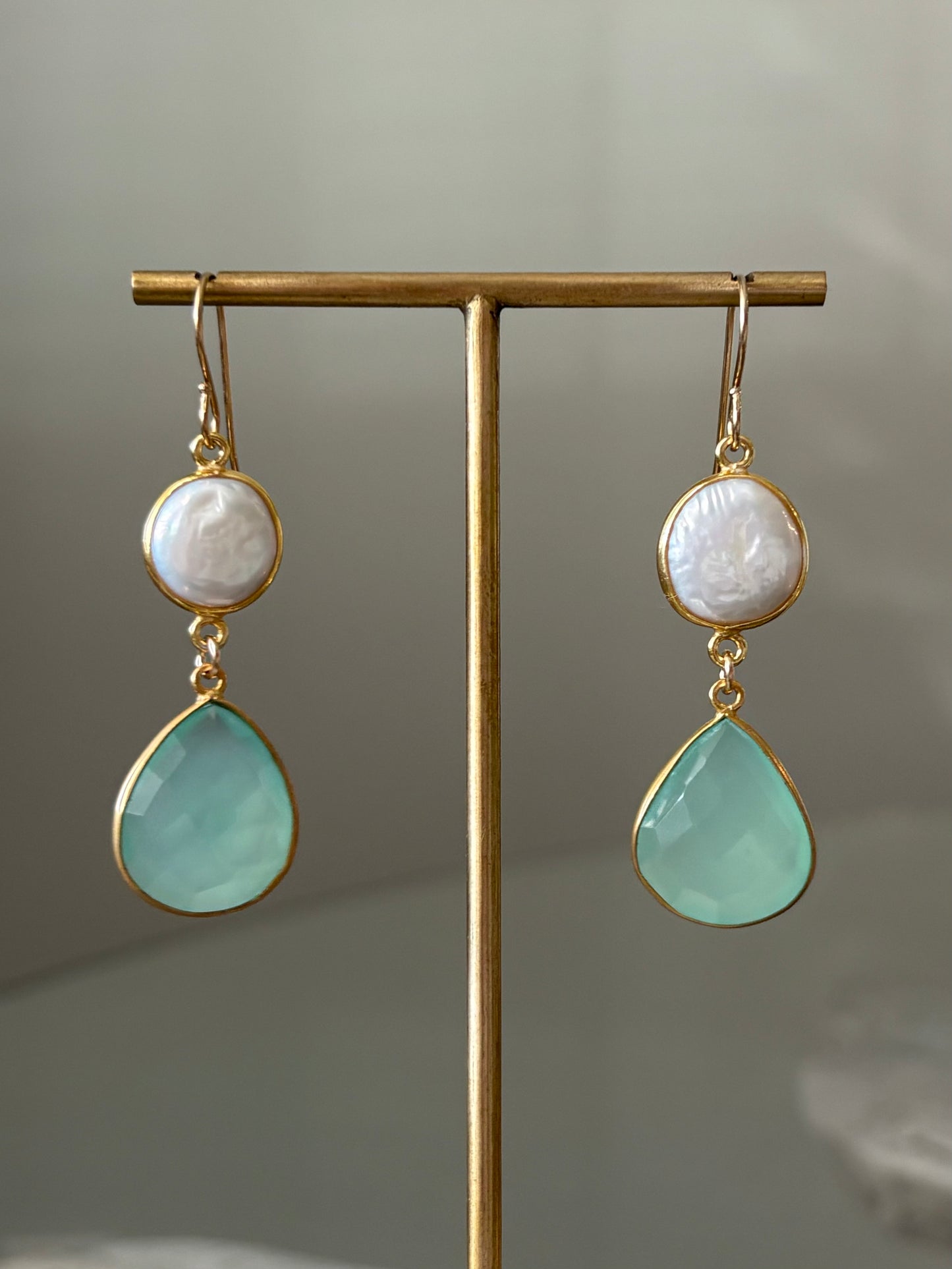Chalcedony Pearl Earrings