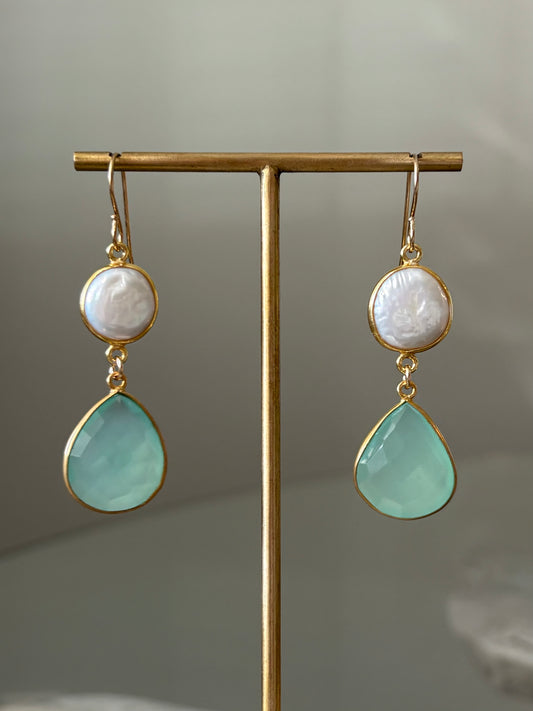 Chalcedony Pearl Earrings