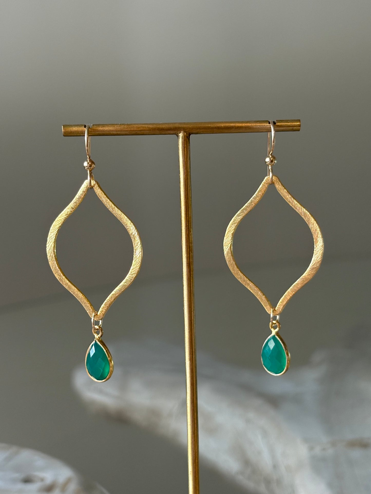 Green Onyx Marquise Earrings
