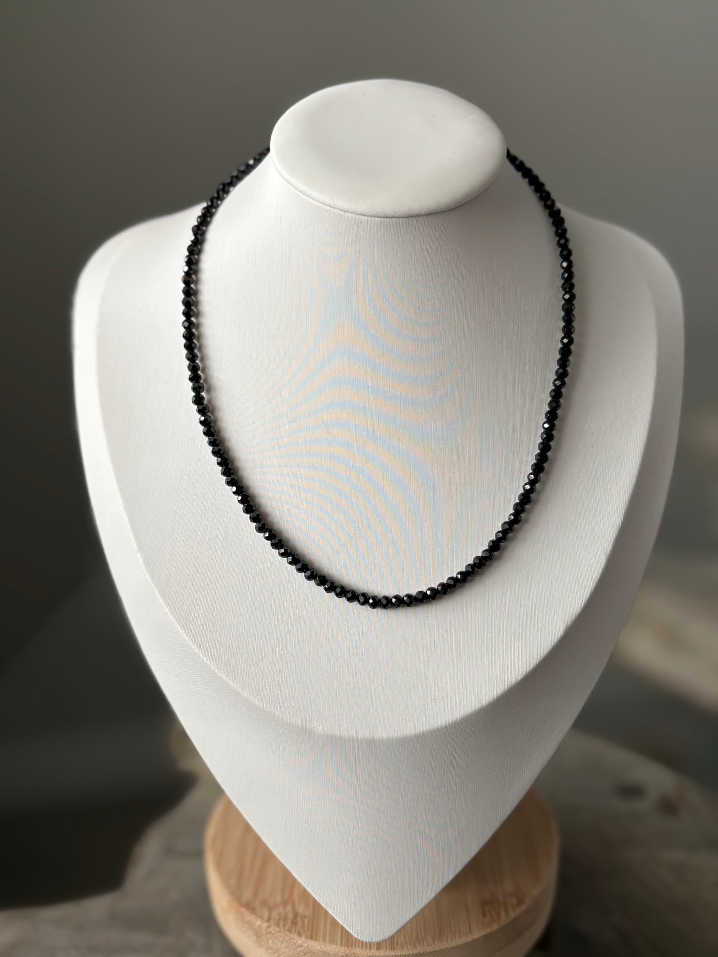 Black Tourmaline 3x4mm Necklace