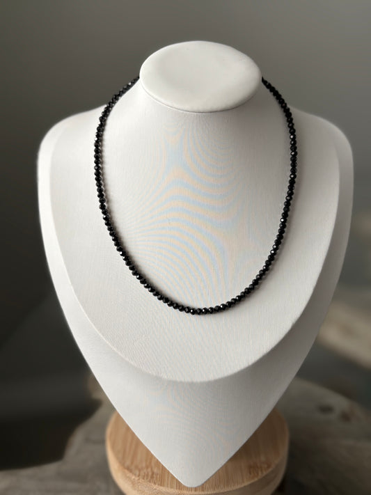 Black Tourmaline 3x4mm Necklace