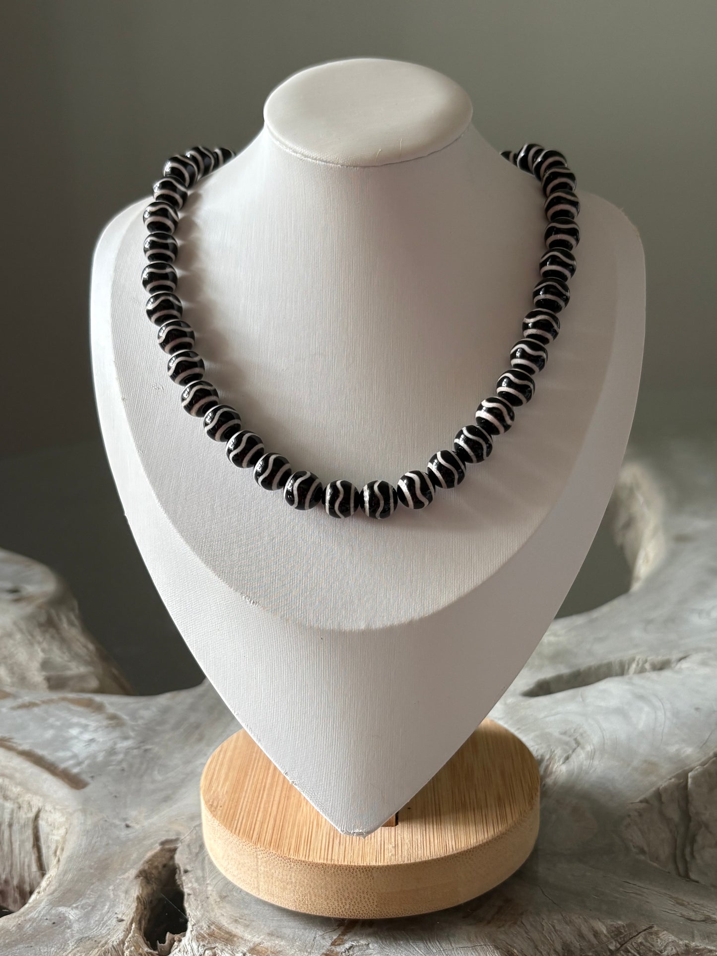 Black and White Tibetan-Style Necklace