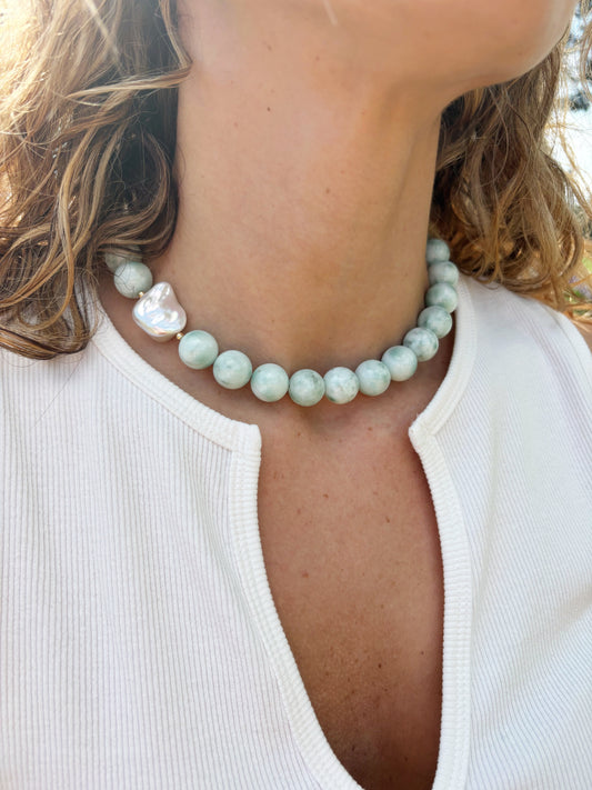 Green Moonstone and Pearl
