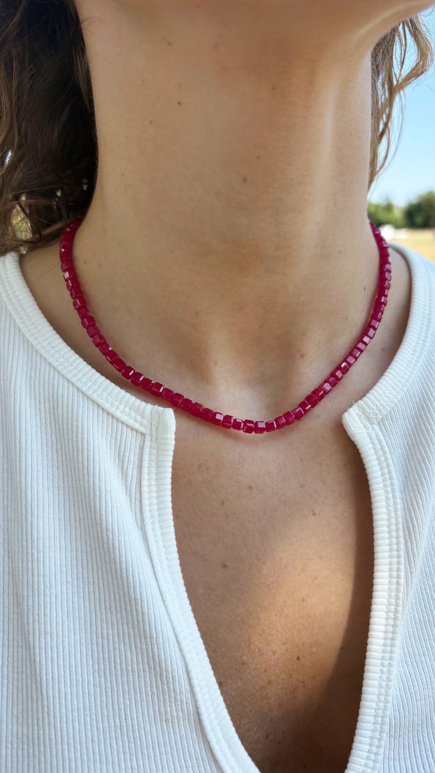 Ruby Cube Necklace