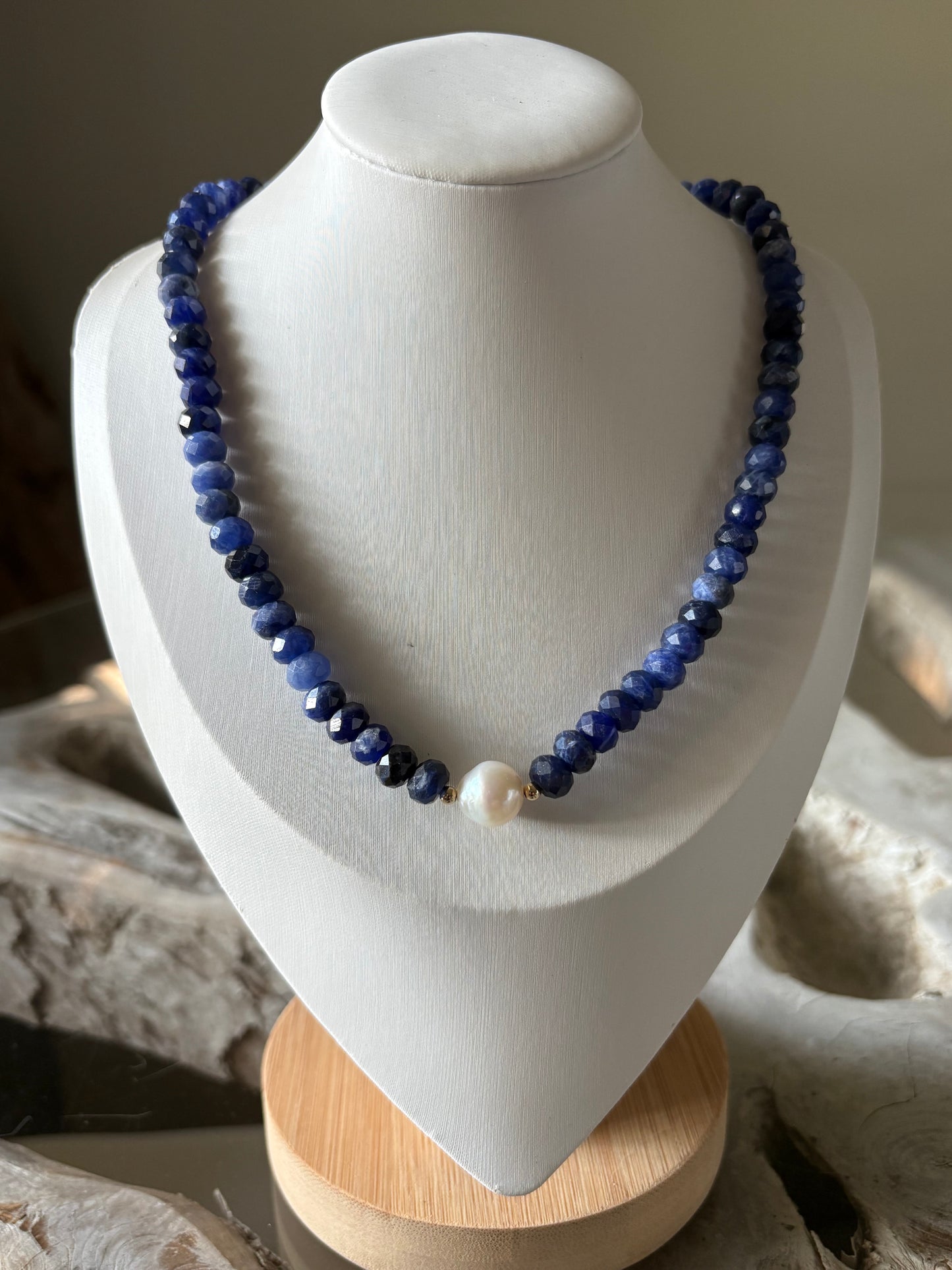 Sodalite and Pearl Necklace