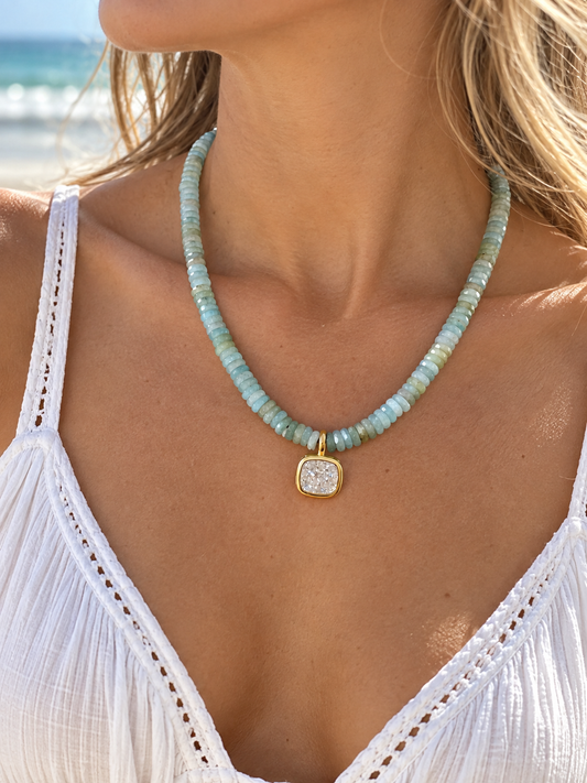 Aquamarine and Cubic Zirconia Necklace
