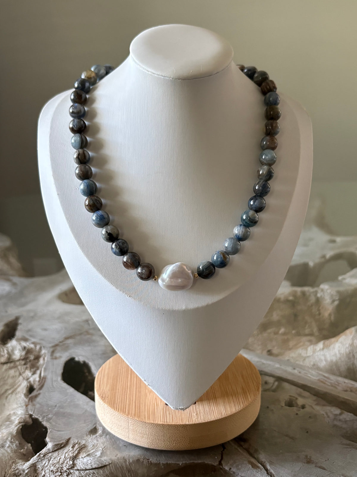 Kyanite and Pearl Necklace