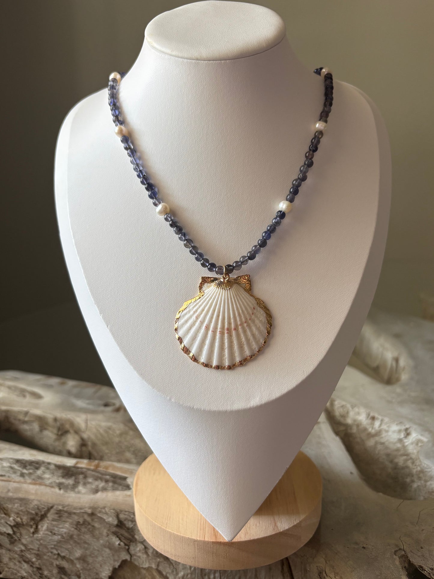 Iolite, Pearl and Shell Necklace