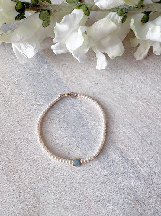 Aquamarine and Pearl Bracelet