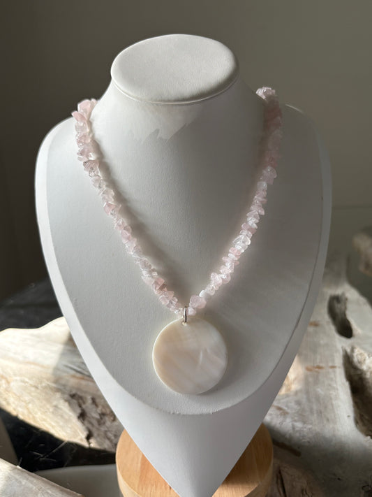 Rose Quartz and Shell Necklace