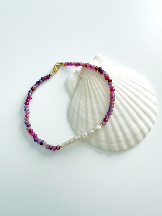Ruby and Pearl Bracelet