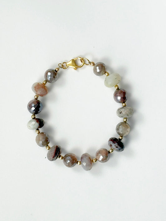Chalcedony and Chocolate Moonstone Bracelet