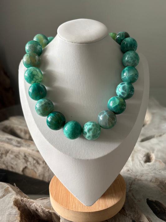 20mm Green Fire Agate Necklace