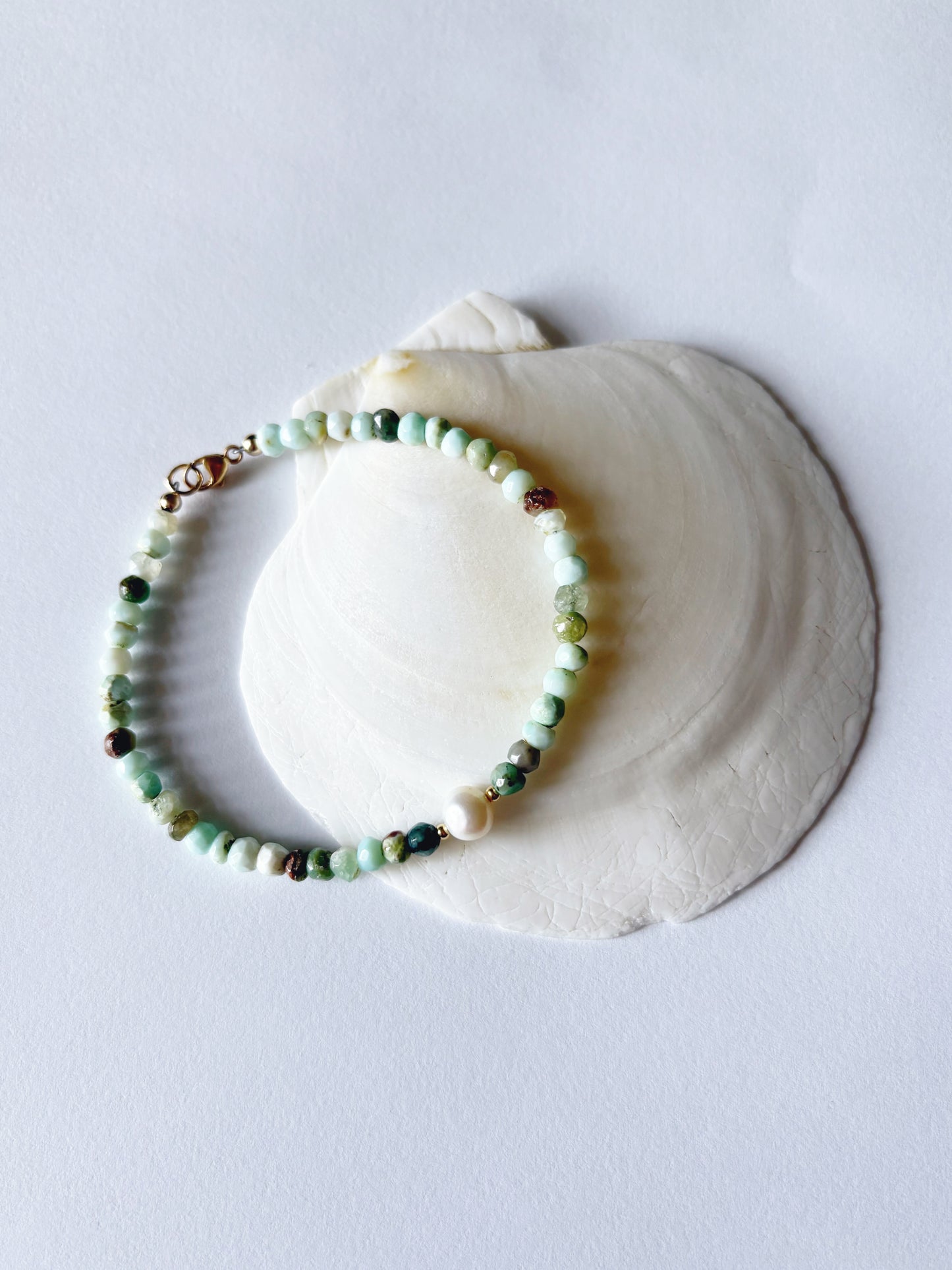 Blue Opal and Pearl Bracelet