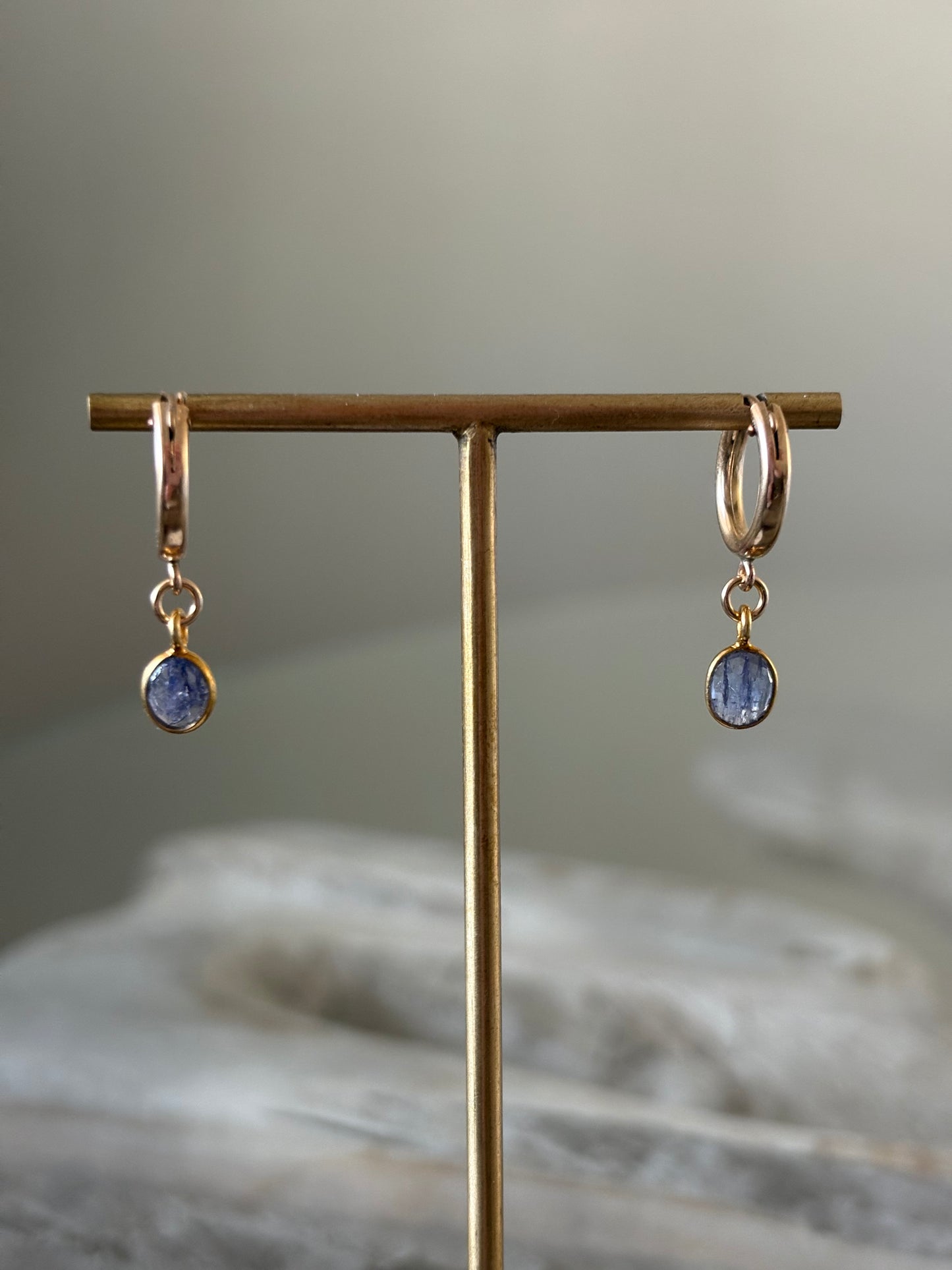 Tanzanite Gold Hoops