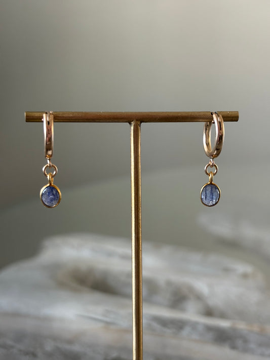 Tanzanite Gold Hoops