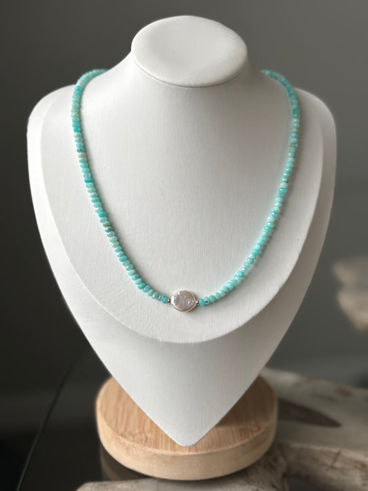Amazonite and Pearl Necklace