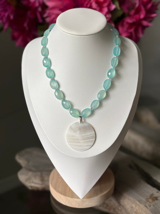 Chalcedony Mother of Pearl Necklace
