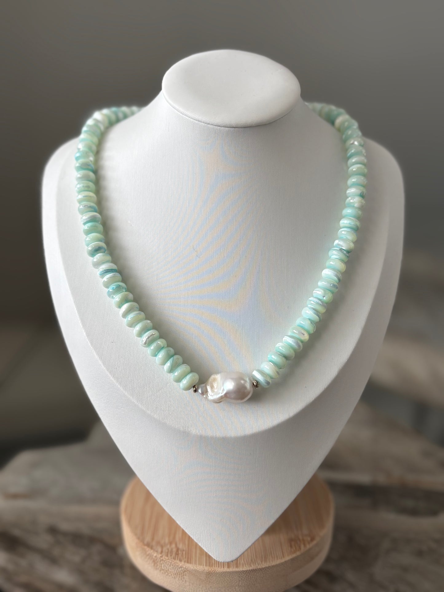 Blue Mother Of Pearl Necklace