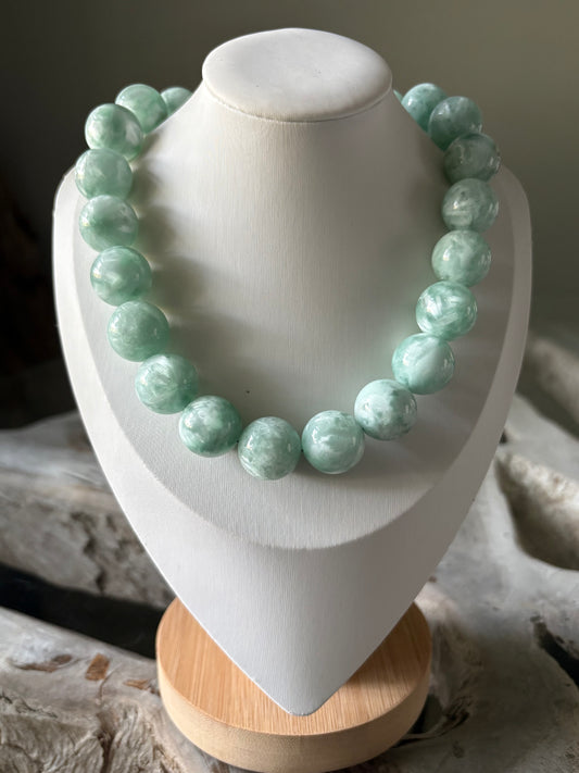 18mm Chunky Green Moonstone Necklace