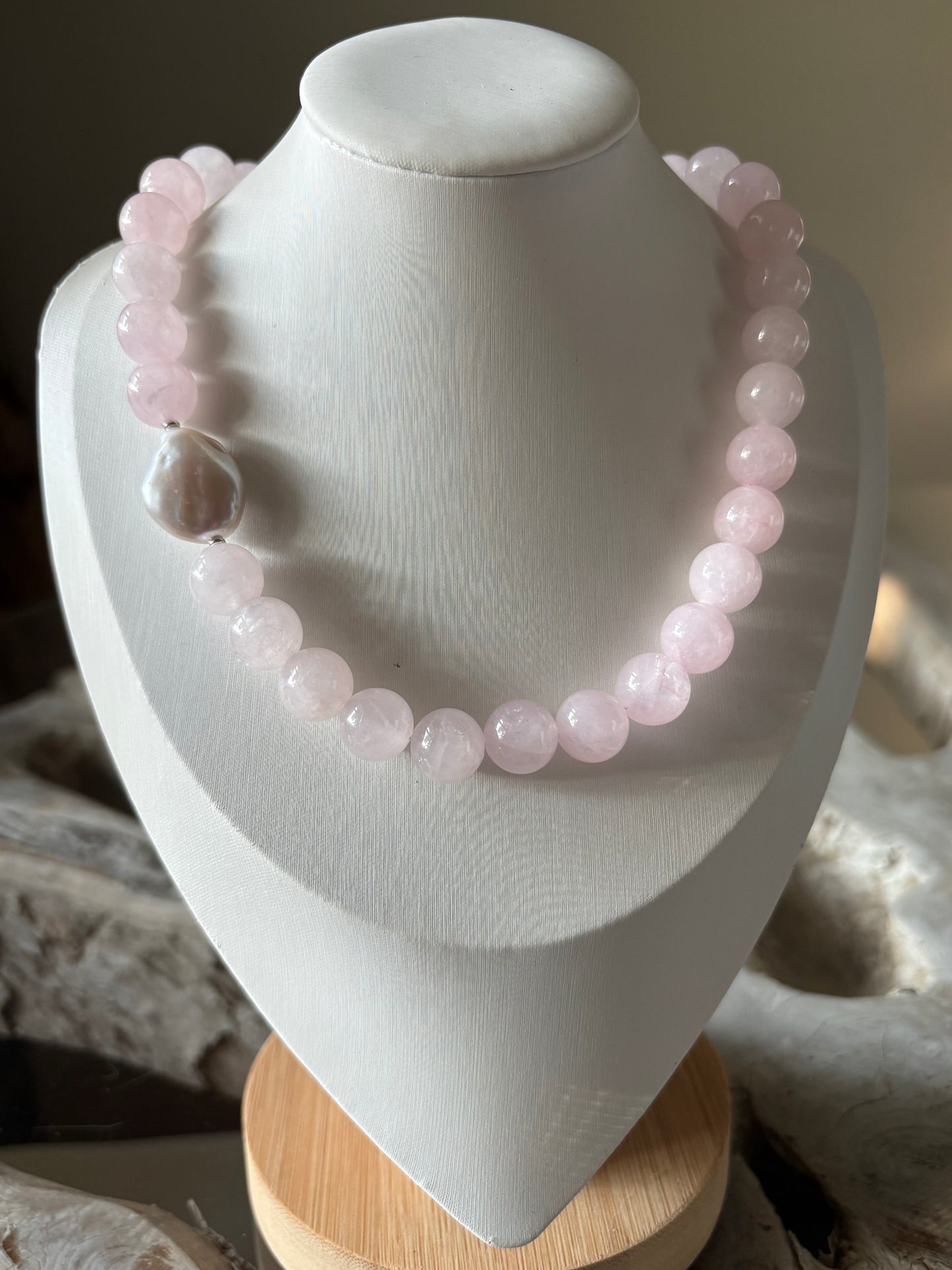 Rose Quartz and Pearl Necklace
