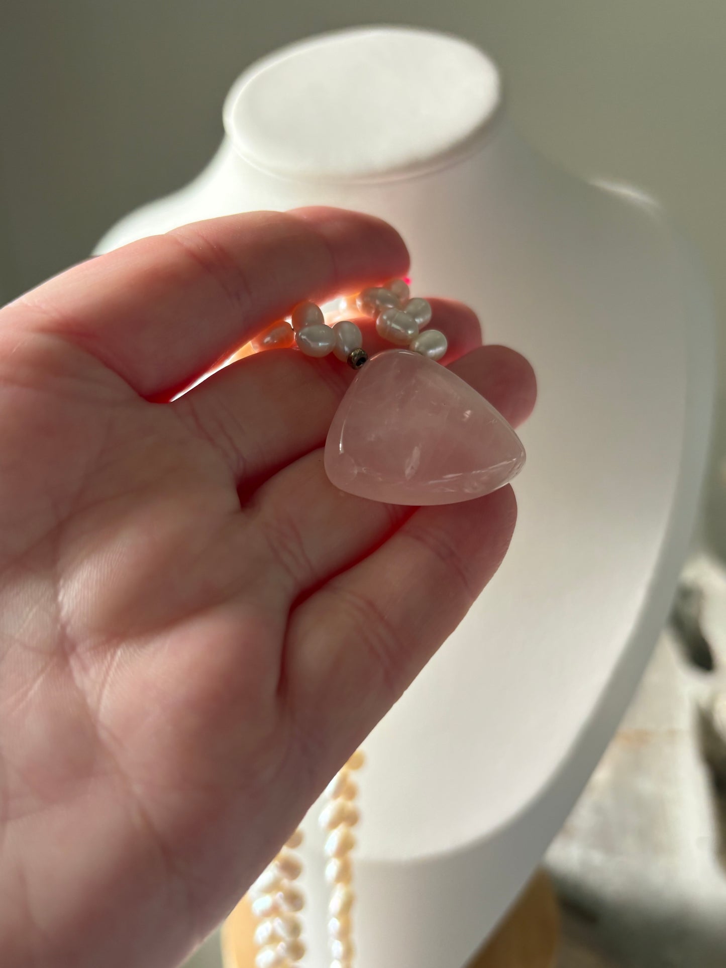Rose Quartz and Pearl Necklace