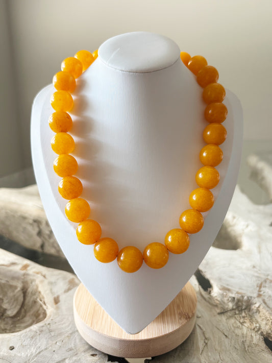 Chunky Orange Jade Necklace