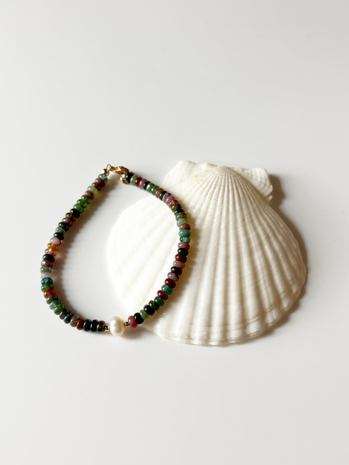 Indian Agate and Pearl Bracelet