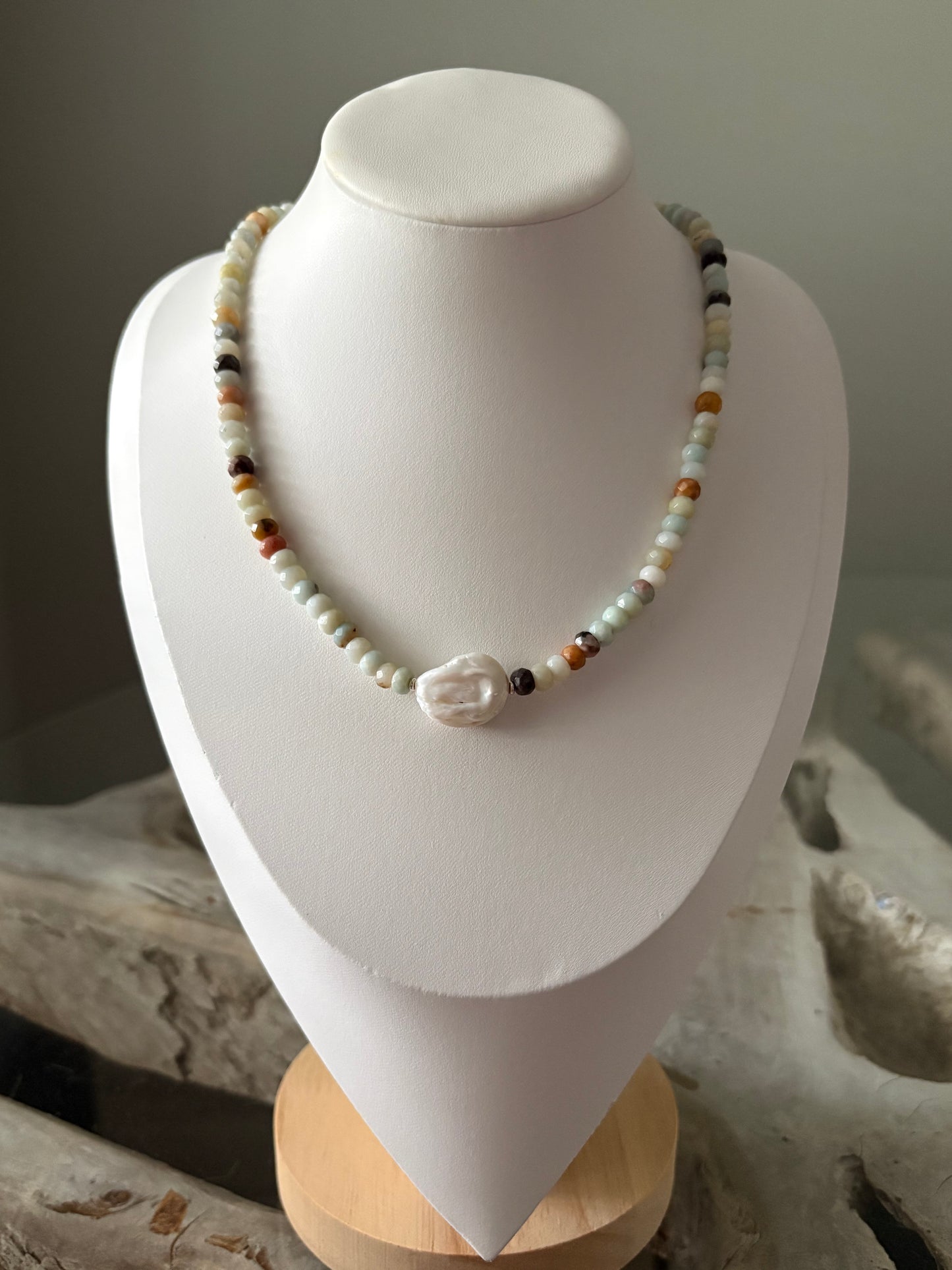 Amazonite and Pearl Necklace