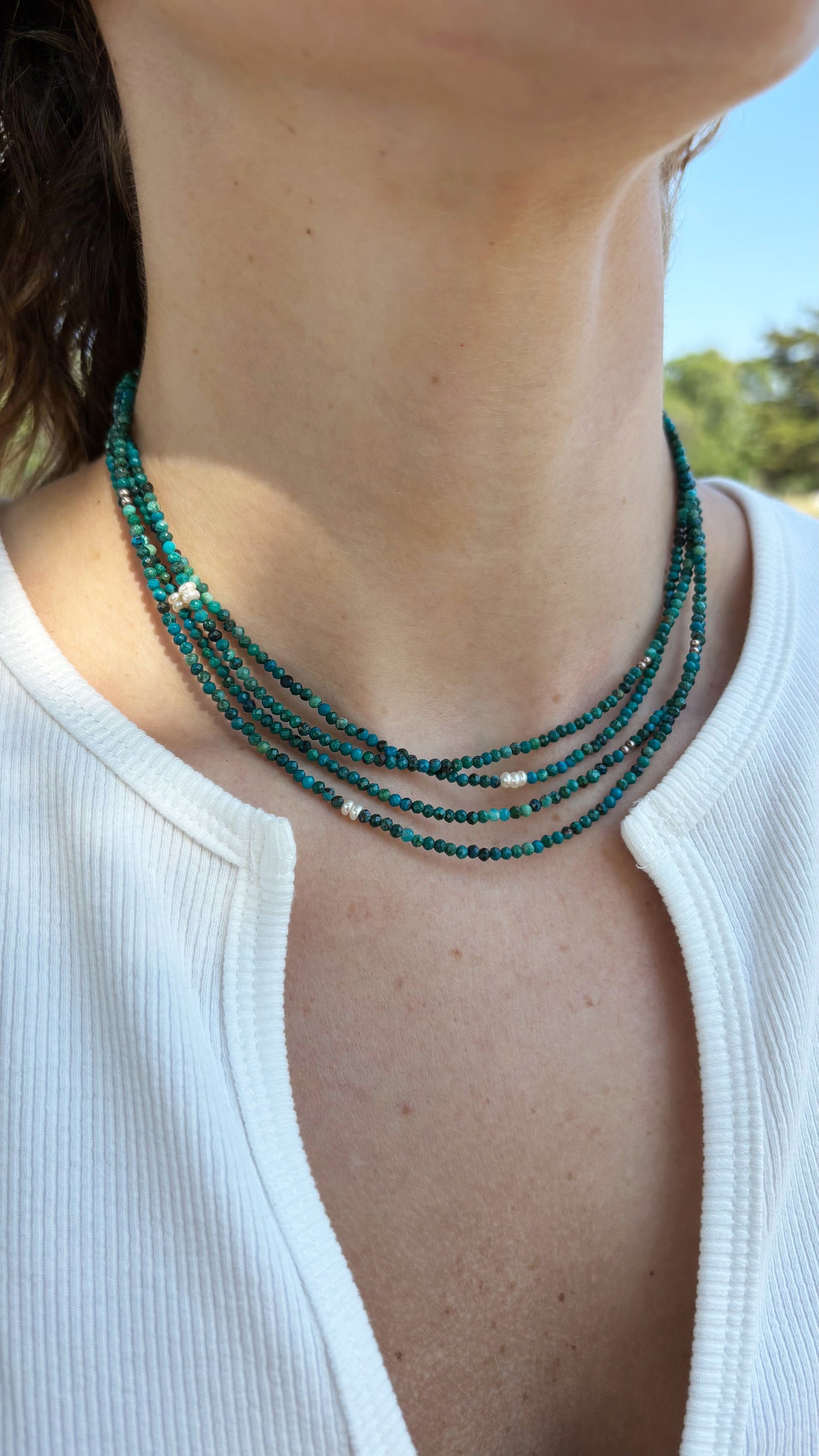 Long Chrysocolla Necklace